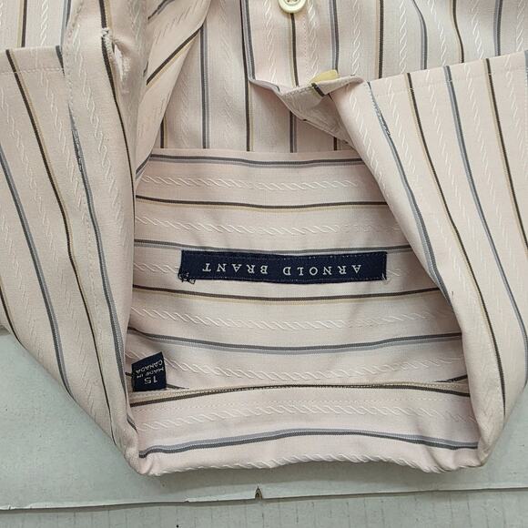 Arnold Brant Men’s Striped Dress Shirt Luxury Cotton Tailored Button-Up Size 15 - Picture 6 of 9